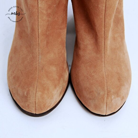 Jeffrey Campbell Rumble Suede Block Heeled Booties Tan Women 8 - Picture 14 of 16